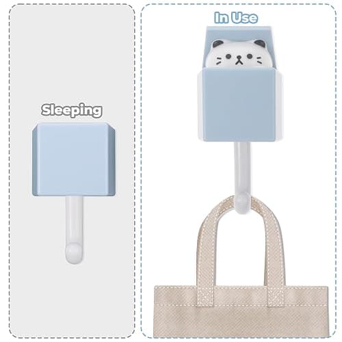 Dimeho Cute Cat Key Hook, Creative Adhesive Coat Hook Wall Mounted Adhesive Cat Hook for Coat, Scarf, Hat, Towel,Key, Bag Wall Hanging Decorations(2 Pack) thumbnail 5