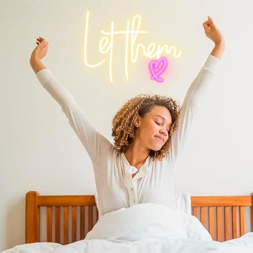 Let Them Neon Sign Dimmable Neon Signs for Wall Decor Inspirational LED Signs USB Light Up Sign for Bedroom Living Room Wall Decor Office Decoration thumbnail 4