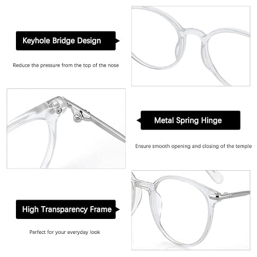ZENOTTIC Round Clear Lens Glasses for Women, Non-Prescription Eyeglasses Transparent Frame Fake Glasses thumbnail 4