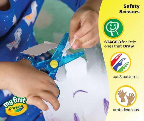 Crayola Toddler Safety Scissors (3pk), Blunt Tip Training Scissors for Preschool Learning Activities, Right & Left Handed, Toddler Arts & Crafts Essentials thumbnail 6