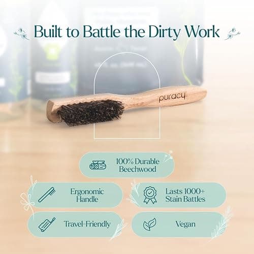 Puracy Laundry Stain Remover Brush for Tough, Deep, and Aged Clothing Stains, with Vegan Bristles for Safe and Effective Stain and Odor Elimination thumbnail 2