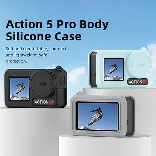 TYUANDOUER Silicone Case for DJI Osmo Action 5 Pro, 4-in-1 Set Protective Sleeve Cover for DJI Action 5 Pro with Lost-Proof Strap/Neck Strap/Lens Cap - Blue - Blue thumbnail 5