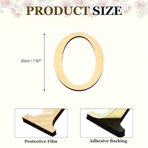 PATIKIL 7.87 Inch 3D Acrylic Alphabet Mirror Wall Stickers Letter O Self-Adhesive Home Decor Letter Sign Art Sticker Decal for DIY Home Decoration Light Gold thumbnail 3