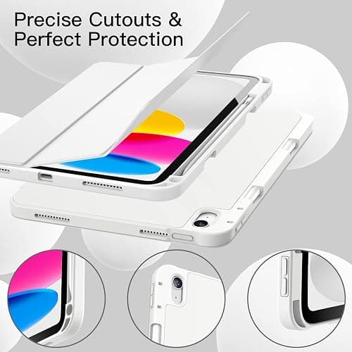 JETech Case for iPad (A16) 11th/10th Generation (2025/2022) with Pencil Holder, Slim Tablet Cover with Soft TPU Back, Auto Wake/Sleep (White) thumbnail 8