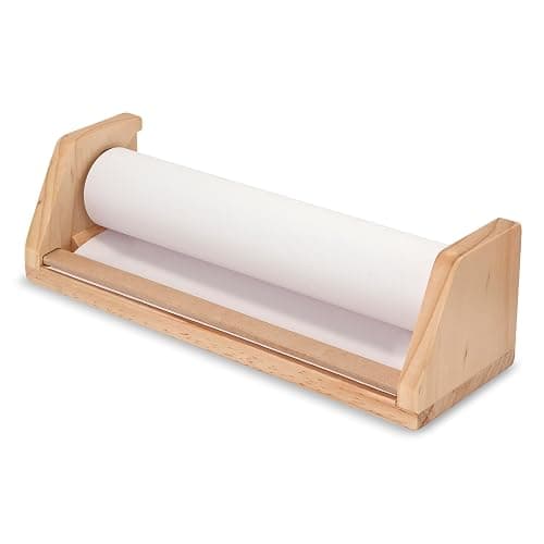 Melissa & Doug Wooden Tabletop Paper Roll Dispenser with 12” x 75-Foot White Bond Paper & Roller, Art Supplies for Drawing, Painting, Crafting & Origami, Arts & Crafts Supplies for Kids Ages 3+ thumbnail 4