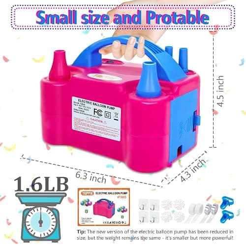 YEPVIE Electric Balloon Pump, Portable 2 Modes Balloon Blower Machine with 14 Balloon Arch Kits, Air Pump for Balloon, Balloon Inflator for Party Decoration thumbnail 8