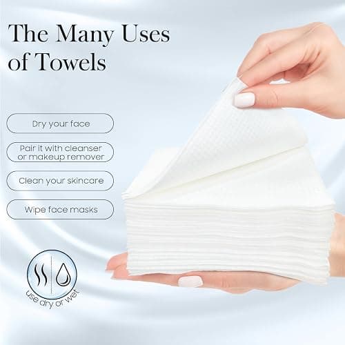 Fygrip 4 Pack of 50 count XL Disposable Face Towels 10” x 12”, 100% Viscose Fibre, Soft & Skin Friendly Face Towelettes Disposable, Facial Tissue Wipes for Women Cleansing thumbnail 7