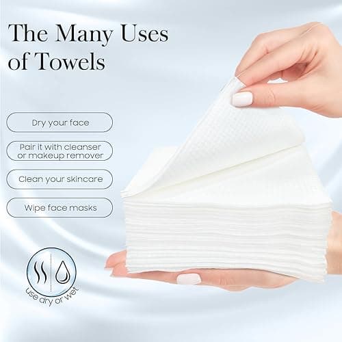 Fygrip 100 Count (2 Box) XL Disposable Face Towels 10” x 12”, 100% Viscose Fibre, Soft & Skin Friendly Face Towelettes Disposable, Facial Tissue Wipes for Women Cleansing - 50 Count (Pack of 2) thumbnail 7
