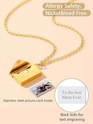 FindChic Locket Necklace for Women, Silver/Black/Rose Gold/Gold Plated Personalized Memorial Gifts, Custom Photo Jewelry for Loved Ones, Birthday Valentine's Day Keepsake, Versatile Styles Available thumbnail 4