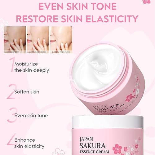 Skin Care For Teenage Girls,Cherry Blossom Skincare Sets Teen Skincare Set,Pamper Sets For Women Gifts,Skin Care Sets & Kits Face Serum,Face Cream,Sleep Mask (One Size, Sakura-Moisturizing Kit) thumbnail 3
