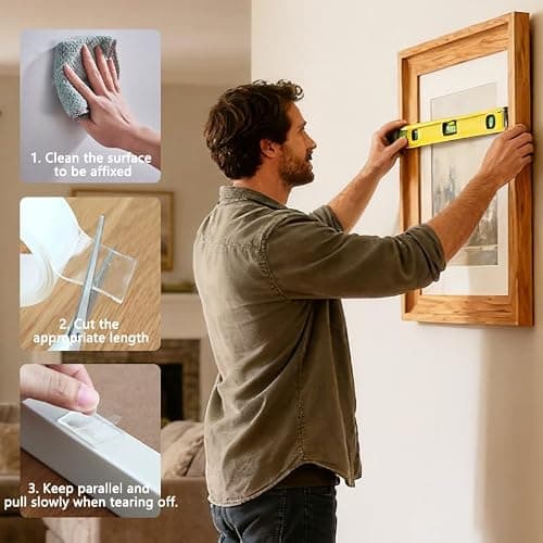 SPLASHGRIP Double Sided Tape Heavy Duty Removable Nano Tape Multipurpose Mounting Tape for Poster Carpet Picture Hanging Strip Rug WallCarpets Outdoor Home Office (9.85 Feet) thumbnail 3