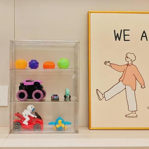Three Layer Transparent Display Cabinet, Stackable Acrylic Storage Cabinet, dust-Proof and Moisture-Proof Desktop for Character Display Cabinet thumbnail 2
