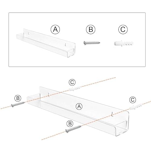 BTremary 15" Acrylic 6 Shelves Nail Polish Wall Mounted Holder Paint Organizer Storage Rack Clear Hanging Nail Polish Shelf Floating Wall Mount Nursery Bookshelves Vinyl Display Record Holder. thumbnail 5