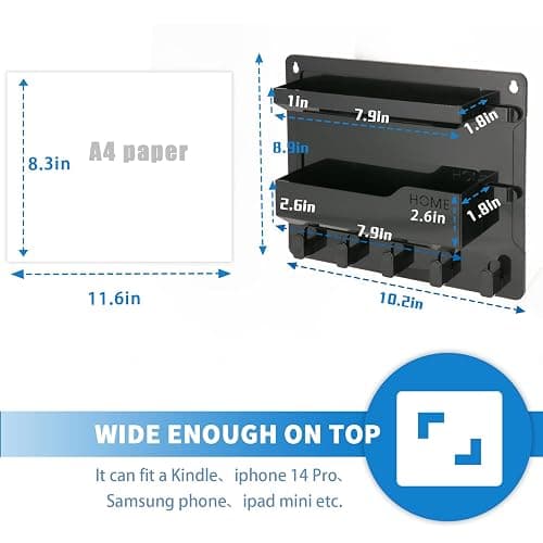YONGAIJIA Bedside Wall Mount Shelf, Adhesive Bedside Organizer for Remote、Phone、Glasses. Bedside Accessories Storage suitable for College Dorm 、bunk bed 、 Bedroom、Rv（Black） thumbnail 2