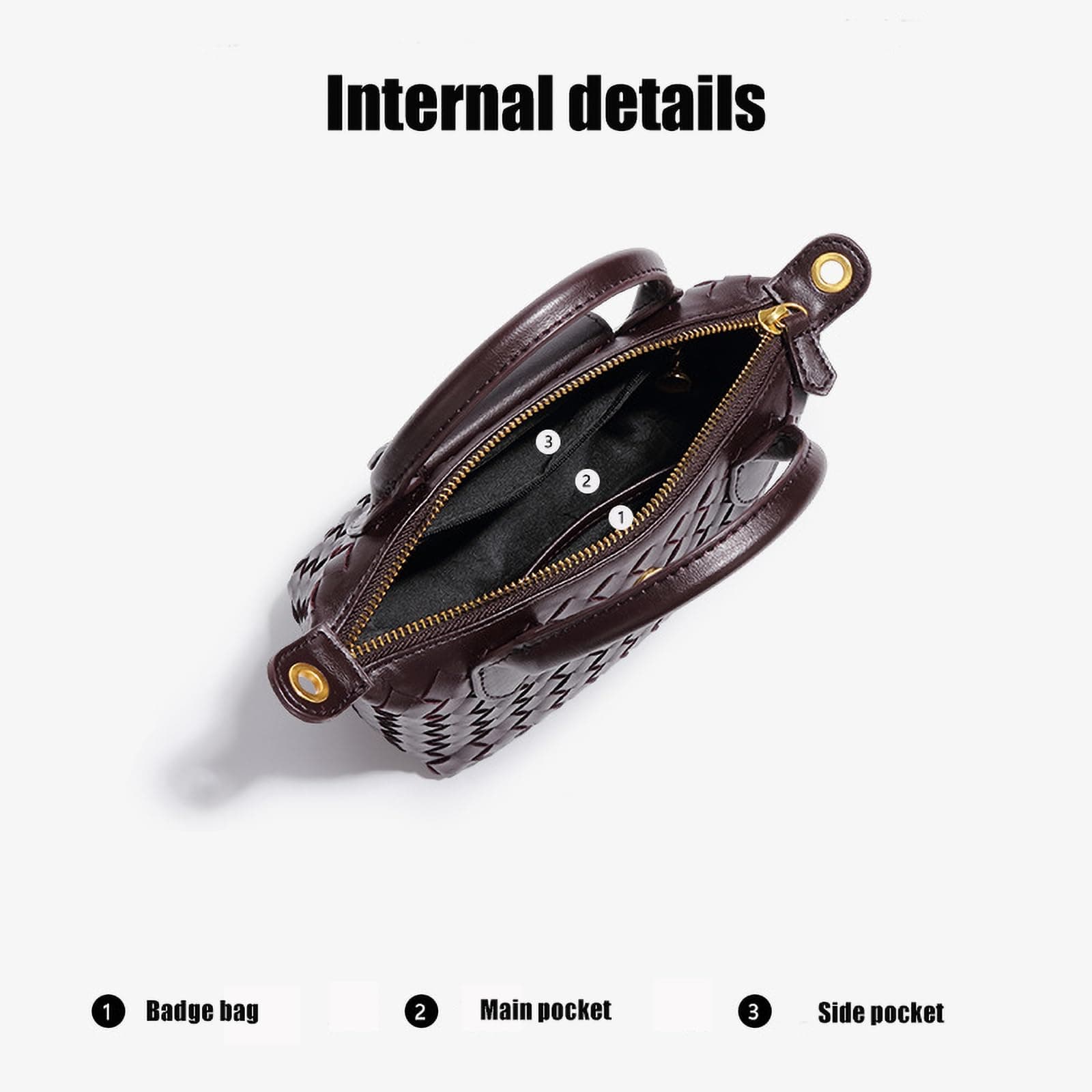 Mini Small Size Braided Luxury Leather Women's top Handle Handbag Fashion Travel Daily Satchel thumbnail 5