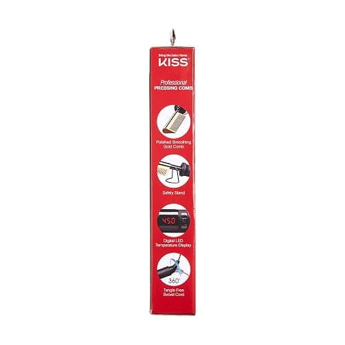 KISS Professional Pressing Comb with Polished Gold Smoothing Comb, Safety Stand, Digital LED Temperature Display, & Tangle Free 360° Swivel Cord thumbnail 7