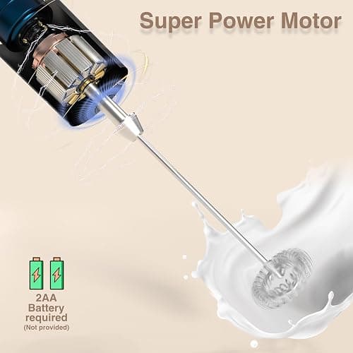 Milk Frother Handheld for Coffee with Stand - POWSAF Hand frother Wand, Electric Whisk Drink Mixer Mini Foamer for Cappuccino, Frappe, Matcha, Hot Chocolate, Silver/Black thumbnail 3