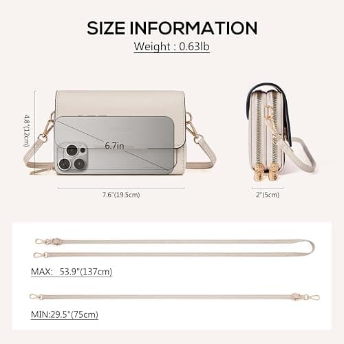 Roulens Small Crossbody Bag for Women,Cell Phone Purse Women's Shoulder Handbags Wallet Purse with Credit Card Slots thumbnail 6