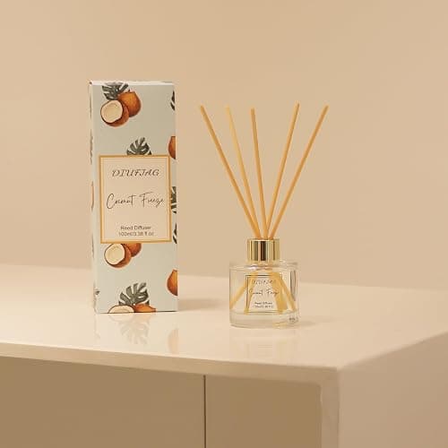 100ml Scent Diffuser with 6 Fiber Sticks, 3.5 oz Reed Diffuser Set Aromatherapy Fragrance Diffusers Air Fresheners for Home Bedroom Bathroom (Coconut) thumbnail 6
