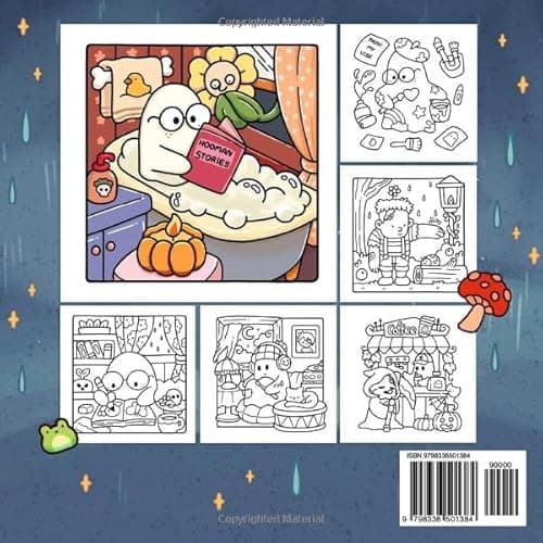 Little Spooky: Coloring Book for Adults and Teens Featuring Cute Creepy Creatures in Cozy Hygge Moments for Relaxation (Cozy Spaces Coloring) thumbnail 2