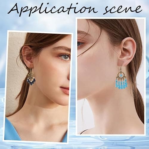 SUNNYCLUE 1 Box 10 Sets Chandelier Earring Making Kit Tibet Style Bohemian Charms Boho Earrings Bulk Lucky Turquoise Bead Glass Beads for Jewelry Making Kits DIY Dangle Earrings Women Adult Supplies thumbnail 6