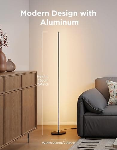 Govee RGBIC Floor Lamp Basic, LED Corner Lamp Works with Alexa, 1000 Lumen Smart Modern Floor Lamp with Music Sync and 16 Million DIY Colors, Color Changing Standing Lamp for Bedroom Living Room Black thumbnail 8