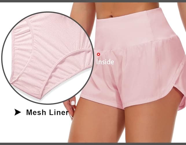 THE GYM PEOPLE Womens High Waisted Running Shorts Quick Dry Athletic Workout Shorts with Mesh Liner Zipper Pockets thumbnail 4