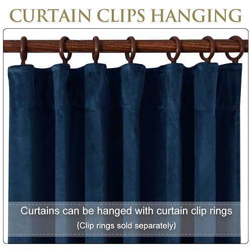 StangH 108 inches Navy Blue Velvet Curtains, Luxury Super Soft Thick Window Drapes for Bedroom, Privacy Sliding Door Curtains Room Dividers, Wide 52 x Long 108 inches, 1 Panel thumbnail 4