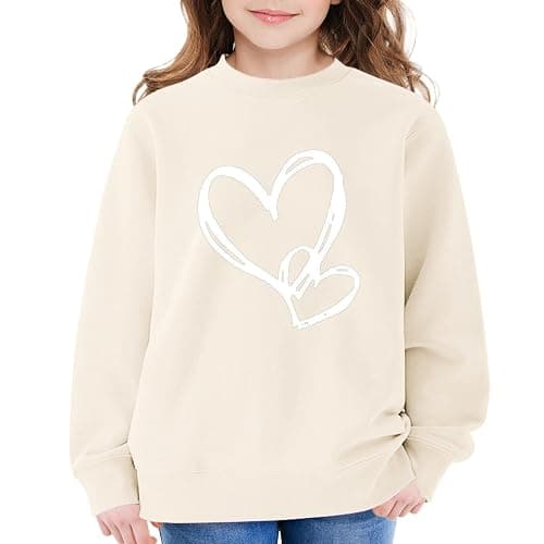 Girls Preppy Heart Sweatshirts Oversized Pullover Sweatshirt Kids Fall Winter Long Sleeve Cute Trendy Hoodies thumbnail 5