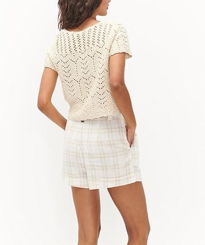 Crochet Tops for Women Knitted Summer Vest Hollow Out Button Down Shirts Short Sleeve Crop Tops Fashion Y2K Tee thumbnail 2