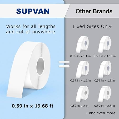 SUPVAN E10 Bluetooth Label Maker Machine with 3 Tapes, Continuous Waterproof Label, Versatile App with 35 Fonts and 1k+ Icons, Inkless Labeler for Home, Kitchen, School, Office Organization, Green - Green - Machine + 3 Tapes thumbnail 4