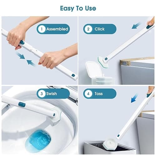 Disposable Toilet Brush with 48 PCS Refills, Disposables Toilets Cleaning System with Handle, Storage Caddy and 48Toilet Bowl Refill Heads for Bathroom Cleaning thumbnail 8