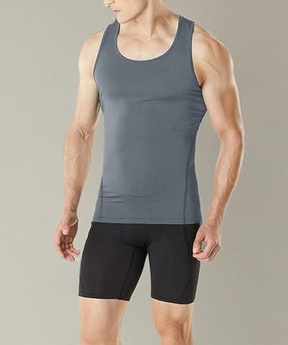 HIBETY Men's 3 or 5 Pack Sleeveless Compression Tank Top, Base Layer Cool Dry Compression Shirts Muscle Gym Tank Tops thumbnail 6