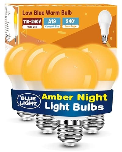 Neporal Warm Light Bulbs 2200K Amber Light Bulbs, 9W 60W Equivalent No Blue Bulbs for Sleep, Soft YellowA19 E26 Bulb, Flicker-Free Bedroom Nursery Bedside & Living Room Night Light, [4] Pack - Image 1