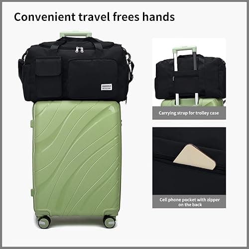 Aedcbaide Travel Bag,Gym Bag Womens,Duffle Bag with Shoe Compartment,Lightweight Foldable Weekend Bags for Women,Dry and Wet Overnight Bags for Women,Sports Bag for Woman Man(Black) thumbnail 5