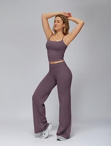 ABOCIW Womens Workout Sets 2 Piece Spaghetti Straps Crop Top Straight Leg Yoga Pants Yoga Pilates Outfits thumbnail 3