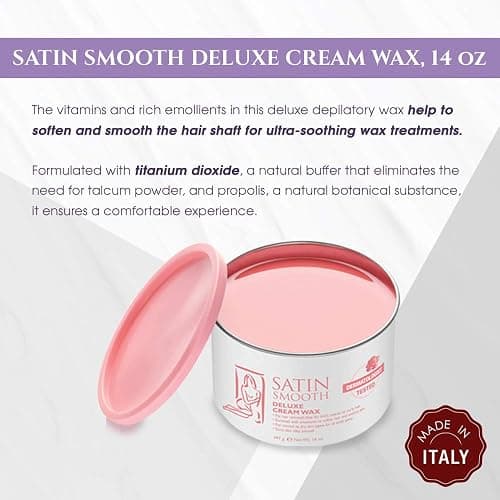Satin Smooth Deluxe Cream Hair Removal Wax - Soft Wax for Face & Body, Professional Waxing for Sensitive Skin, Thick & Curly Hair, 14 oz, 1-Pack thumbnail 6