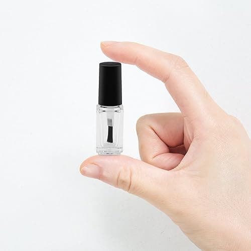 GTHER 20PCS 5ML Small Empty Nail Polish Glass Bottles with Brush Cap & Funnel & Mixing Balls for Nail Art Sample (Matte Black) thumbnail 4
