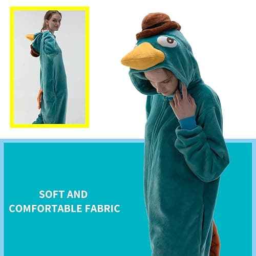 COSUSKET Snug Fit Unisex Adult Onesie Pajamas, Flannel Cosplay Animal One Piece Halloween Costume Sleepwear Homewear thumbnail 3