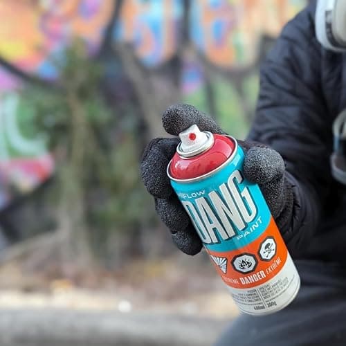 DANG HiFlow High Pressure Graffiti Spray Paint Set of 12 Popular Colors, 400ml Cans, Fast-Drying Gloss Finish, Weather Resistant Graffiti Paint, Ideal for Murals, Metal, Canvas, Orange Dot Fat Caps thumbnail 6