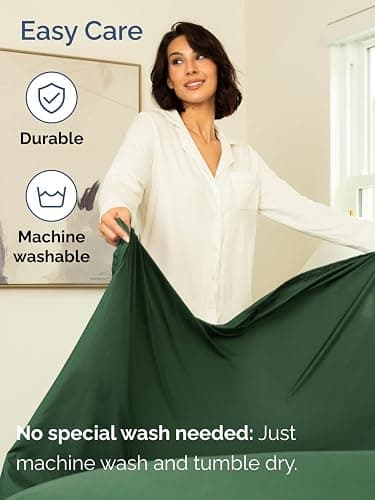 Extra Deep Pocket King Sheets - 4 Piece Breathable & Cooling Bed Sheets - Hotel Luxury Bed Sheet Set - Soft, Wrinkle Free & Comfy - Easily Fits Extra Deep Mattresses - Deep Pocket Emerald Green Sheets thumbnail 7