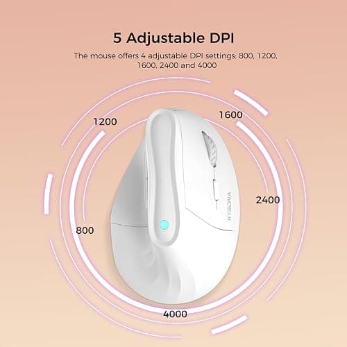 KYSONA 57° Ergonomic Wireless Tower Mouse, Vertical Quiet Ergo Mouse, Bluetooth(BT5.0,BT3.0)&2.4G, (800/1200/2400/2400/4000), 5 Buttons for Windows, macOS, iPadOS, Laptop, PC,White thumbnail 3