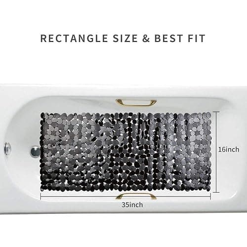 SONGZIMING Non-Slip Pebble Bathtub Mat Black 16 W x 35 L Inches (for Smooth/Non-Textured Tubs Only) Safe Shower Mat with Drain Holes, Suction Cups for Bathroom thumbnail 3
