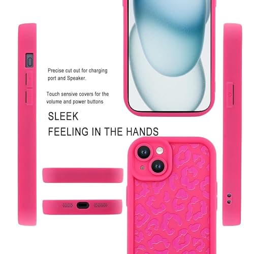 MOWIME Compatible with iPhone 14 Case, Cheetah Print Shockproof Soft TPU Protective Cover for Women Girls, Slim Anti Scratch Leopard Case for iPhone 14 6.1 Inch, Hot Pink thumbnail 4