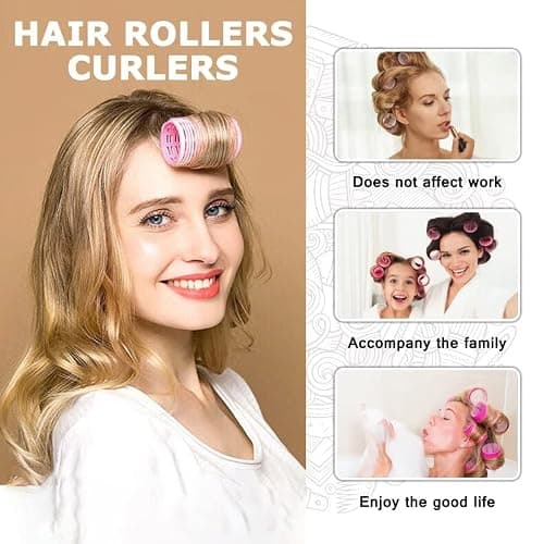 Self grip hair roller set,Hair roller set 18 pcs,Hair rollers with hair roller clips and comb,Salon hairdressing curlers,DIY Hair Styles, Sungenol 3 Sizes Hair Rollers in 1 set… thumbnail 6