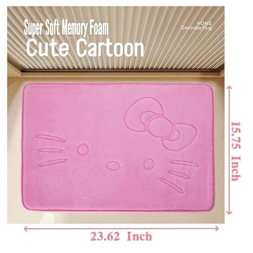 Cute Cartoon Pink Area Rugs for Bedroom Living Room Bathroom Rugs Bath Mat Door Mat Super Soft Memory Foam Design Non Slip and Absorbent 15.75 x 23.62 Inch thumbnail 2