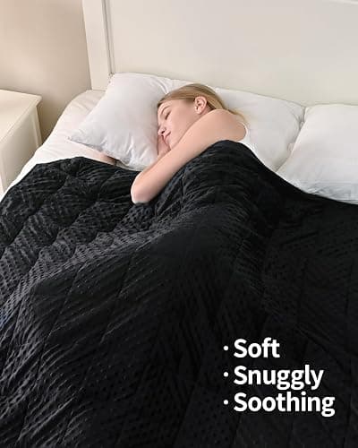 Mr. Sandman Weighted Blanket for Adults, Heavy Blanket for Woman,Man Sleeping/Calm, Soft and Cozy Weighted Throw Blankets, Machine Washable, 60 x 80in, 15 lbs, Black thumbnail 8