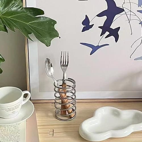 Toothbrush Holders Spring Shape Stainless Steel Pen Holder Bathroom Tabletop Makeup Brush Organizer Toothbrush Stand thumbnail 5