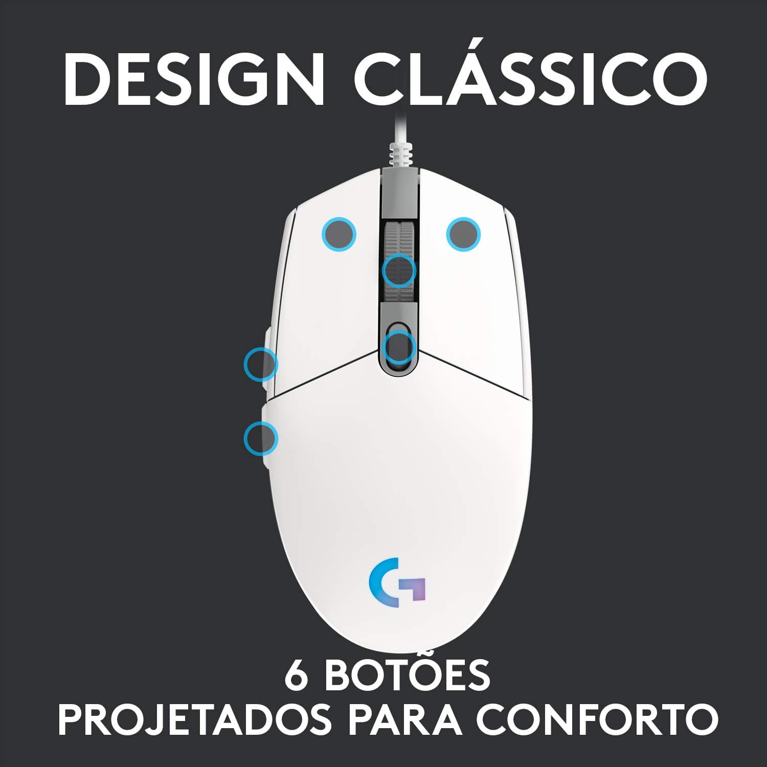 Logitech G203 LIGHTSYNC Mouse Gaming con Iluminación RGB Personalizable, 6 Botones Programables Seguimiento de hasta 8,000 DPI, Ultra-ligero - Blanco thumbnail 4
