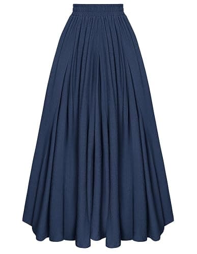 Scarlet Darkness Maxi Skirts for Women Long Flowy Boho Renaissance Skirt | Pockets, A Line, Elastic High Waist, for Summer, Casual, Vacation, Ren Faire - Image 1